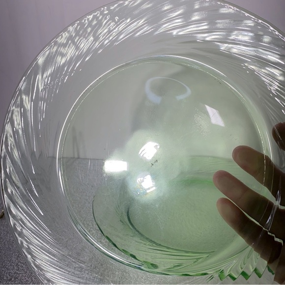 Vintage Pyrex Festiva Spring Green Swirl Rim Glass Dinner Plates x4 - Picture 9 of 11